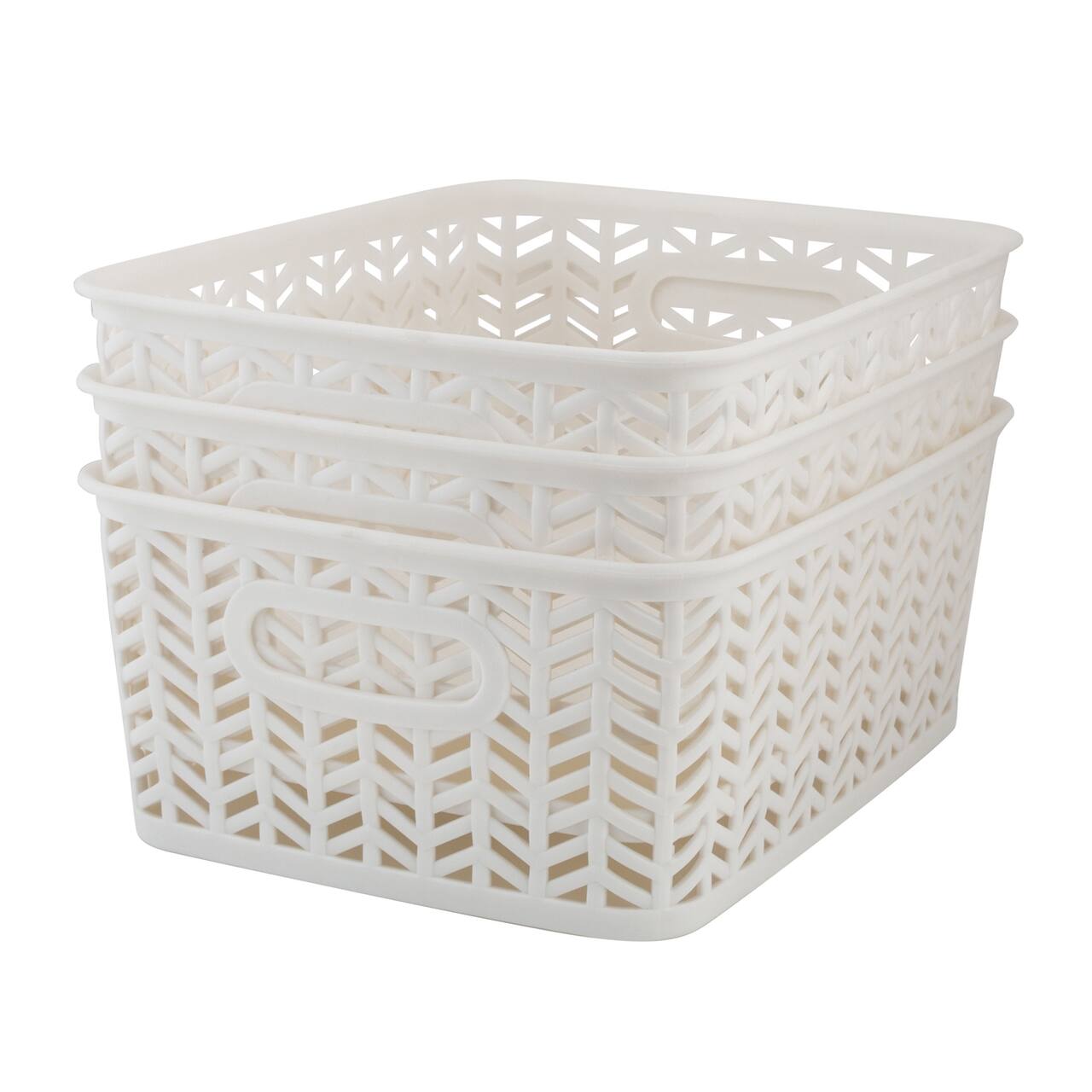 Simplify Small Herringbone Storage Basket, 3ct.